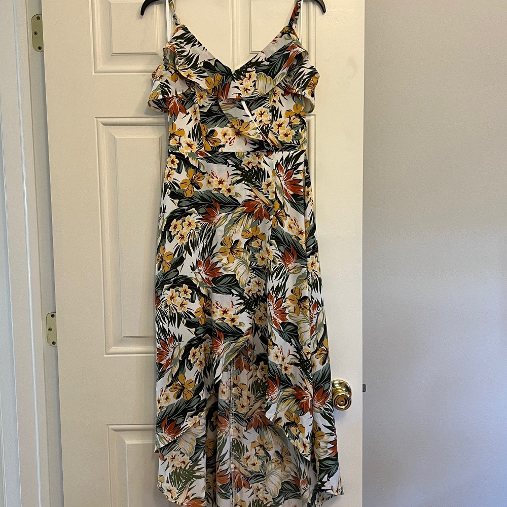 Tropical Printed High Low Dress